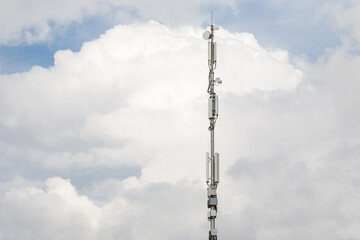 Transmission cellphone tower with antenna for the cell network. Copy space.