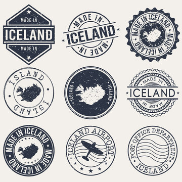 Iceland Travel Stamp Made In Product Stamp Logo Icon Symbol Design Insignia.