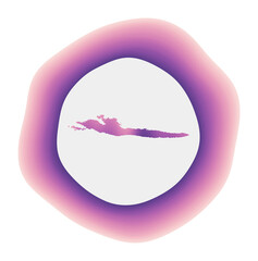 Hvar icon. Colorful gradient logo of the island. Purple red Hvar rounded sign with map for your design. Vector illustration.