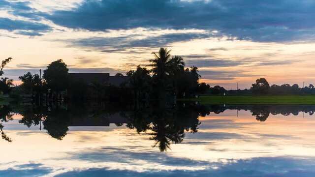 Time Lapse : House At Paddy Field Of Kedah,Malaysia From Day To Night.HD