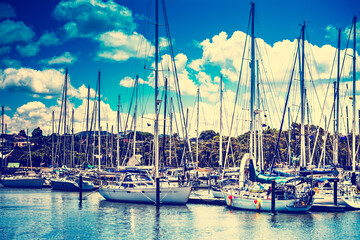 Obrazy  Archiwalne zdjęcie jachtów i łodzi w marinie Whangarei, Nowa Zelandia