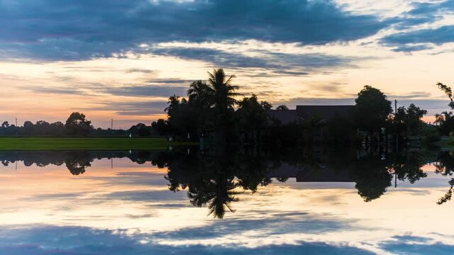 Time Lapse : House At Paddy Field Of Kedah,Malaysia From Day To Night.HD