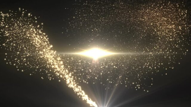 Animation of glowing spot of glowing shooting star flickering and shimmering on night sky