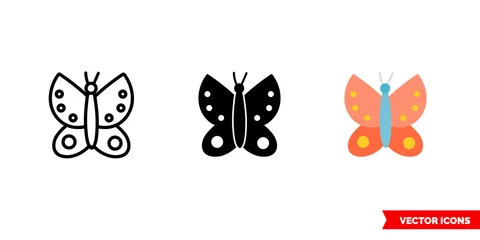 Fotobehang Butterfly icon of 3 types. Isolated vector sign symbol. © Dsgnteam