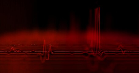 Audio wavefrom. Abstract music waves oscillation. Futuristic sound wave visualization. Synthetic music technology sample. Tune print. Distorted frequencies. 4k UHD