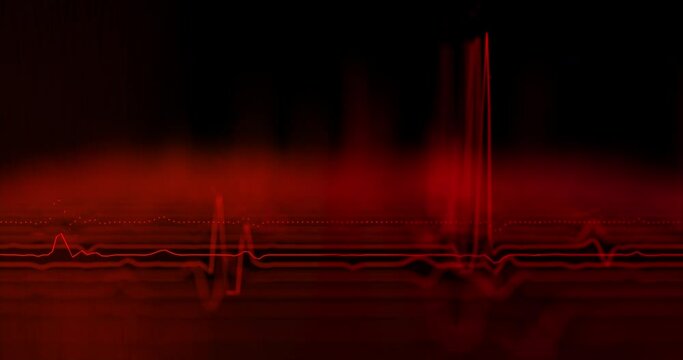 Audio wavefrom. Abstract music waves oscillation. Futuristic sound wave visualization. Synthetic music technology sample. Tune print. Distorted frequencies. 4k UHD
