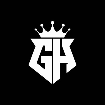 gh logo monogram shield shape with crown design template
