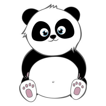 Vector illustration, baby funny bear panda, on a white background.