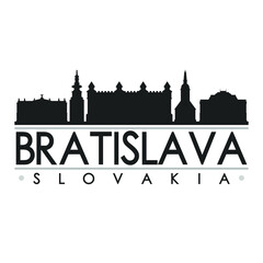 Fototapeta premium Bratislava Slovakia Skyline Silhouette Design City Vector Art Famous Buildings.
