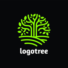 logo tree circle shape. symbol, icon, label template. - vector