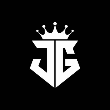 jg logo monogram shield shape with crown design template