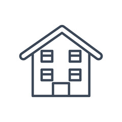 house with windows and door line style icon vector design