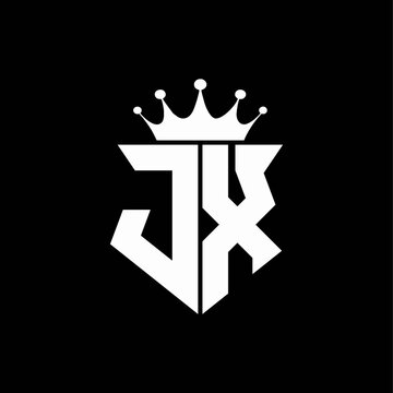 jx logo monogram shield shape with crown design template