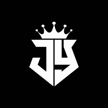 jy logo monogram shield shape with crown design template