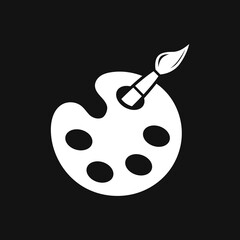 Stencil palette with brush. Art symbol. Vector stock illustrtion. EPS 10