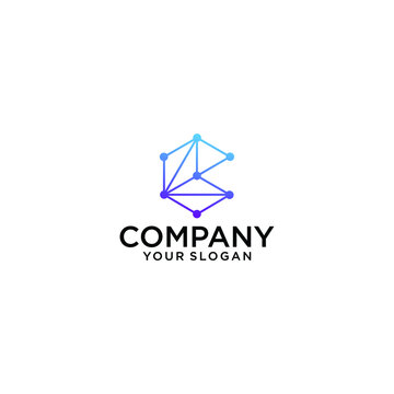 letter C Creative logo tecnology vector design template