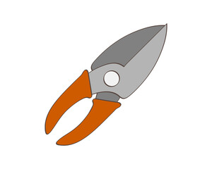 Gardening scissors icon isolated on white. Gardening tool. Vector stock illustration. EPS 10