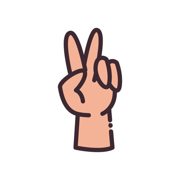 love peace gesture with hand line and fill style icon vector design