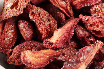 Dried Strawberry Slices Ready to Eat. Organic Food.
