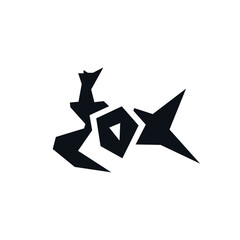 Fox animal logo icon sign Hand drawn Lettering Abstract geometric creative modern design sport style Fashion print product food shop store clothes card badge element banner poster emblem Vector