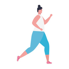 woman running, woman in sportswear jogging, female athlete on white background