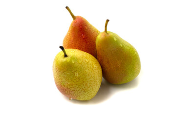 Ripe pear forelle isolated on white background