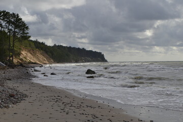 Beach and sea, cloudy sky