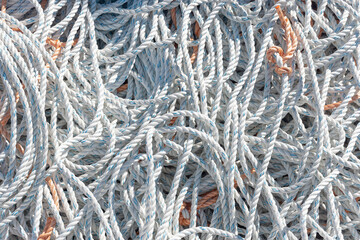 White rope in Hvide Sande fishing harbor, Denmark