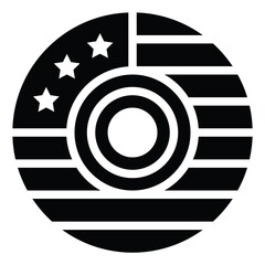 Fototapeta premium Disc with usa flag pattern, United state independence day related icon