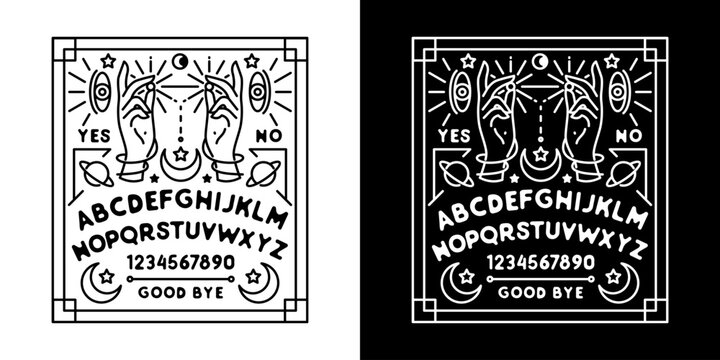 Ouija Board, Ouija Monoline, Ouija Game Vector Illustration