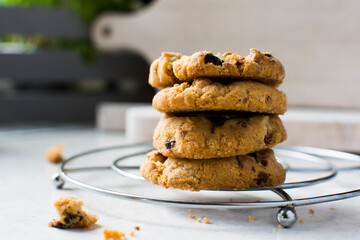 Homemade cookies on a kitchen counter.