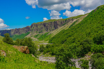 Fototapeta na wymiar Beautiful Landscape of Caucasus Mountains, Elbrus Region