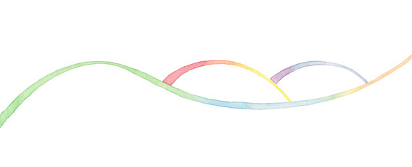 虹のライン素材、丘