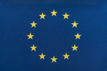 Flag of European Union. 12 stars on blue background. Flag of Europe