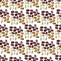 Watercolor seamless pattern with coffee pots