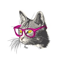 Hipster Cat With Glasses