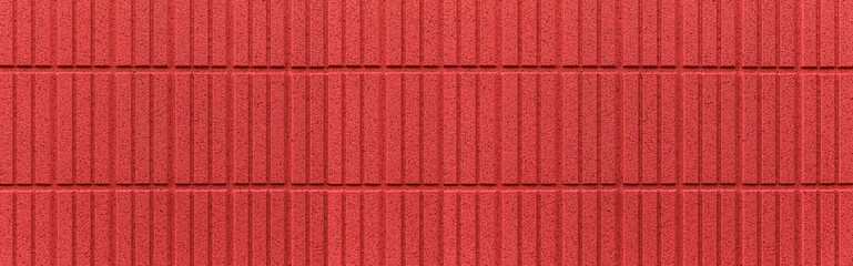 Fototapeta premium Panorama of Red stone wall with stripes texture and seamless background