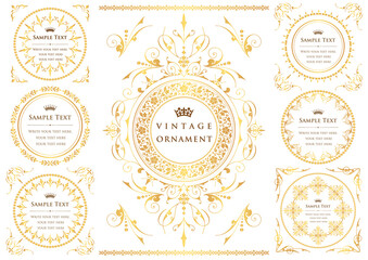 Vintage ornament set. frames or borders.