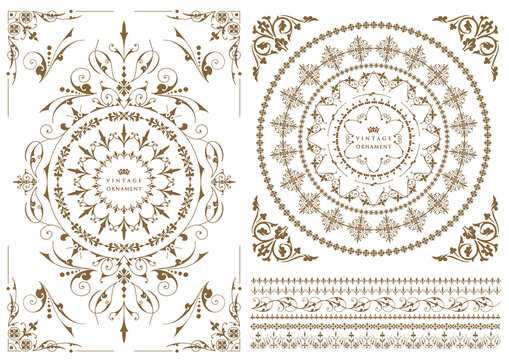 Vintage ornament set. frames or borders.