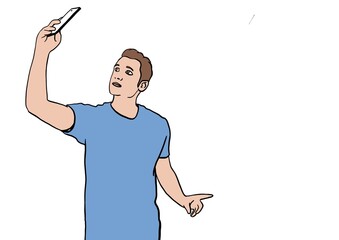 Young Man Taking A Selfie For His Blog