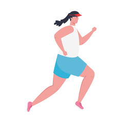 woman running, woman in sportswear jogging, female athlete on white background vector illustration design