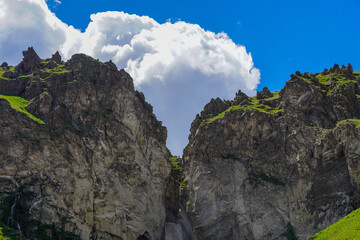 The Sultan Waterfall on the Kyzyl-Su River. Elbrus, Kabardino-Balkaria