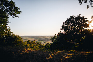 view of the taunus at sunset from the celtic plateau on the glauberg