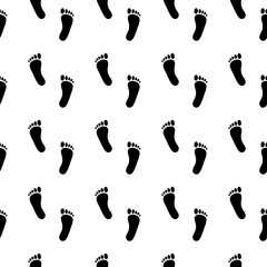 Seamless pattern of human footprint. Vector illustration isolated on white background.