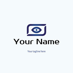 Logo for the photographer, eye is looking through the fingers. Design concept, emblem, icon, flat logotype element for template.