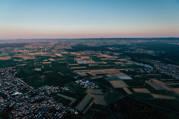 Landschaft Aussicht über Speyer durch eine Ballonfahrt