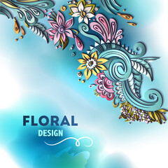 Vector modern volumetric floral illustration.