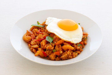Nasi Goreng with fried egg and shrimp