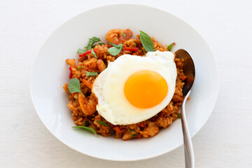 Nasi Goreng with fried egg and shrimp