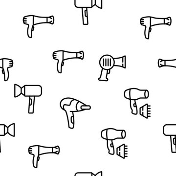 Blow Dryer Device Vector Seamless Pattern Thin Line Illustration